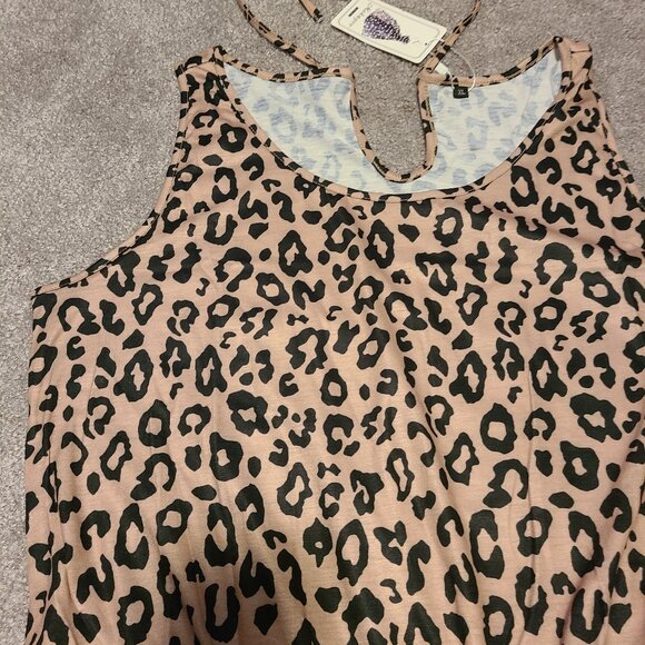 NWT Skorts Leopard print Summer Sleeveless Casual Tie Waist Romper - Picture 4 of 4